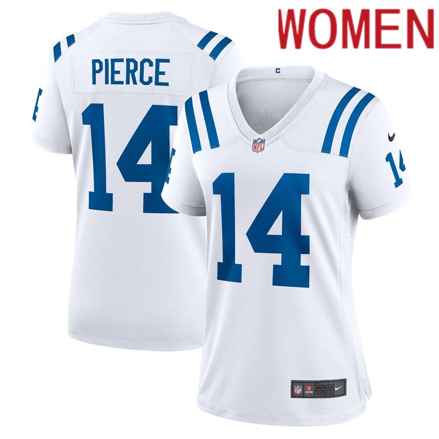 Women Indianapolis Colts #14 Alec Pierce Nike White Away Game Player NFL Jersey->women nfl jersey->Women Jersey
